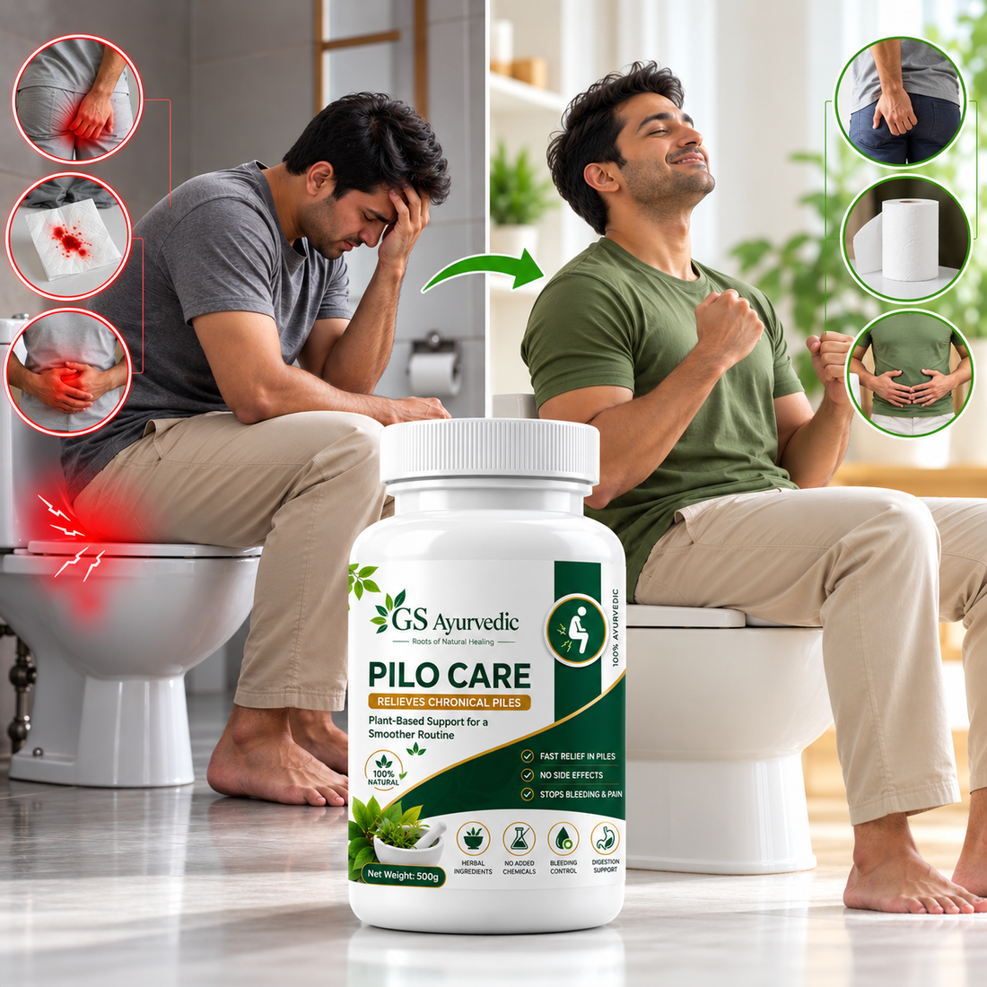 GS Ayurvedic Pilo Care | Piles Pain, Bleeding & Swelling Relief | 60+ Years Expertise